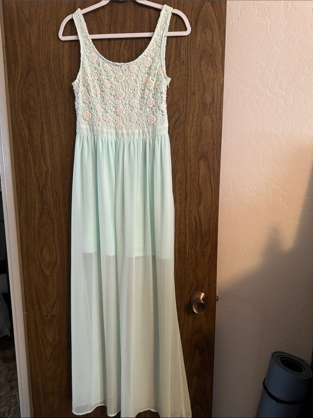 LC Lauren Conrad Mint Green Maxi Dress with Lace Bodice